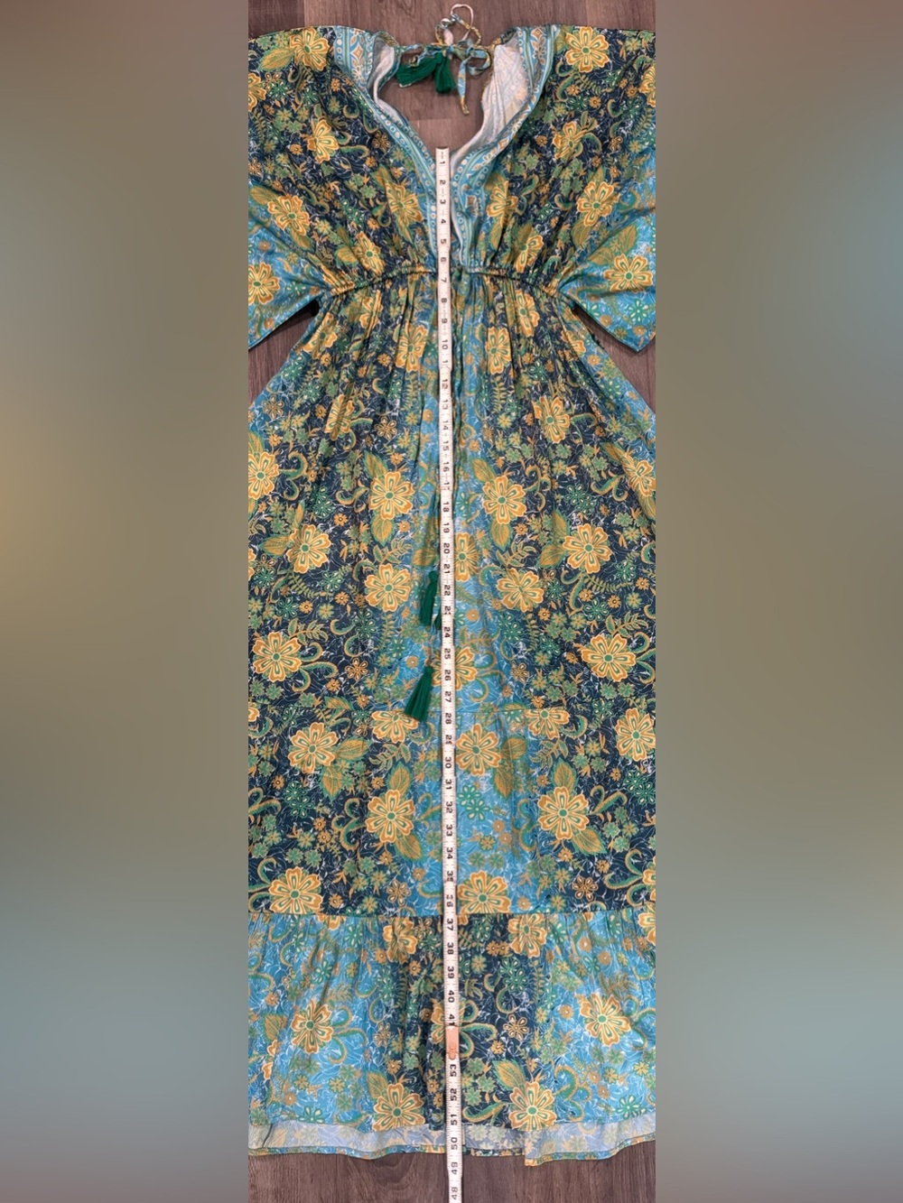 Floral Blue, Lime Green & Yellow Maxi Dress - Lightweight Summer Dress - Picture 3 of 8